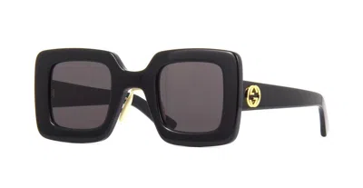 Pre-owned Gucci Black 46 Mm Women's Sunglasses Gg0780s-005 46 In Gray