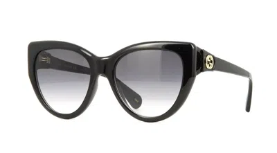 Pre-owned Gucci Black 56 Mm Gradient Women's Sunglasses Gg0877s-001 56 In Grey Gradient