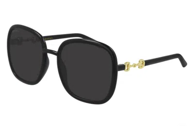 Pre-owned Gucci Black 57 Mm Women's Sunglasses Gg0893s-001 57 In Gray