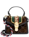 Gucci Black & Brown Gg Velvet & Leather Sylvie Mini Top Handle (authentic Pre-  Loved) In Multi