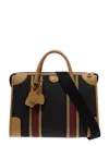 Gucci Black And Brown Handbag With Web And Gg Motif In Canvas And Leather Man In Multicolor