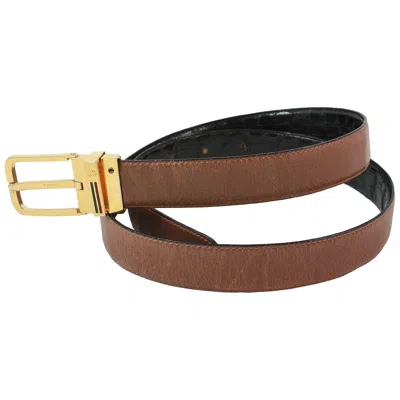 Pre-owned Gucci Black And Brown Reversible Alligator Belt
