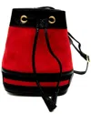 Gucci Black & Navy & Red Leather & Suede Shoulder Bag (authentic ) In Red