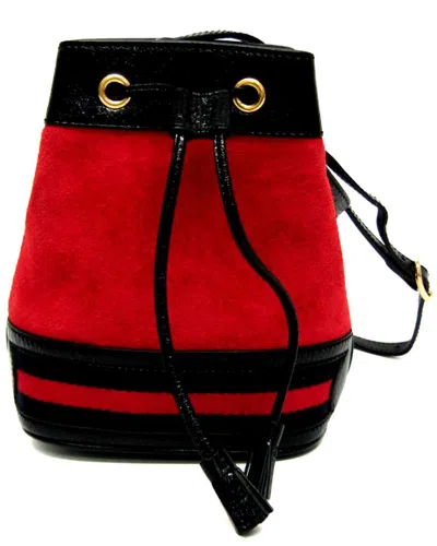 Gucci Black & Navy & Red Leather & Suede Shoulder Bag (authentic )