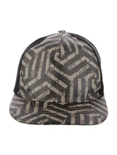 Pre-owned Gucci Black And Neutral Patterned Baseball Cap