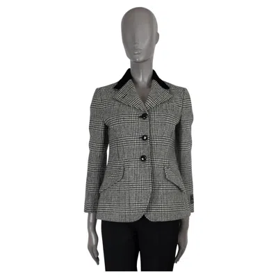 Pre-owned Gucci Black & White Wool Prince Of Wales Blazerjacket 38 Xs