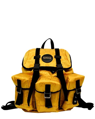 Gucci Black & Yellow Leather & Nylon Canvas Backpack (authentic )