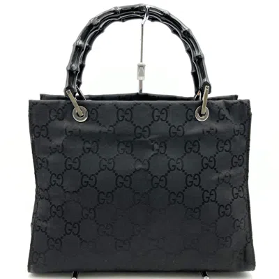 Pre-owned Gucci Black Bamboo Nylon Handbag Tote Bag ()
