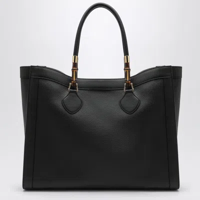 Gucci Black Bamboo Tote Large Bag With Top Zip