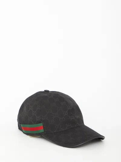 Gucci Black Baseball Cap With Gg Motif