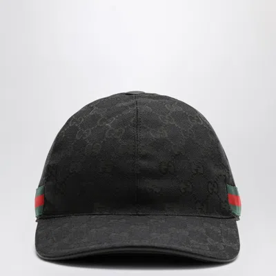 Gucci Black Baseball Cap With Gg Motif Men In Brown