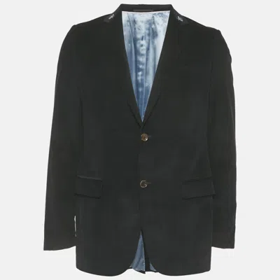 Pre-owned Gucci Black Bee Embroidered Corduroy Single Breasted Blazer L