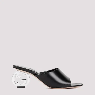 Gucci 65mm Bella Leather Slide Sandals In Black