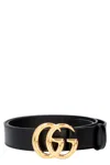 Gucci Black Belt With Double Gg Buckle