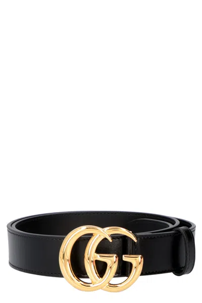 Gucci Black Belt With Double Gg Buckle