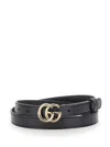Gucci Black Belt With Gg Buckle In Leather Woman In Multicolor