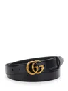 Gucci Black Belt With Gg Marmont Buckle In Leather Man In Multicolor