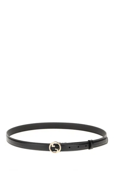 Gucci Black Belt With Iconic Logo Buckle