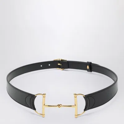Gucci Black Belt With Oversized Horsebit Buckle Women