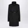 Gucci Belted Waist Nylon Faille Coat With Epaulettes In Black