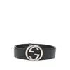 Gucci Logo-buckle Patterned Belt In Black