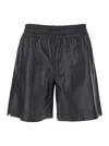 Gucci Black Bermuda Shorts With Elasticated Waist And Logo Lettering In Leather Man In Black