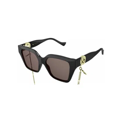 Gucci Black Black Brown Acetate Sunglasses