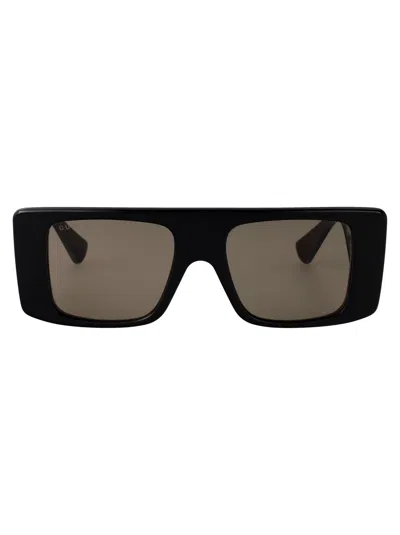 Gucci Black-black-brown Recycled Acetate Sunglasses