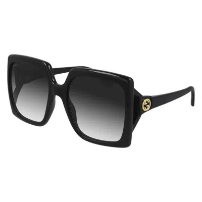 Gucci Black Black Grey Acetate Sunglasses In Metallic