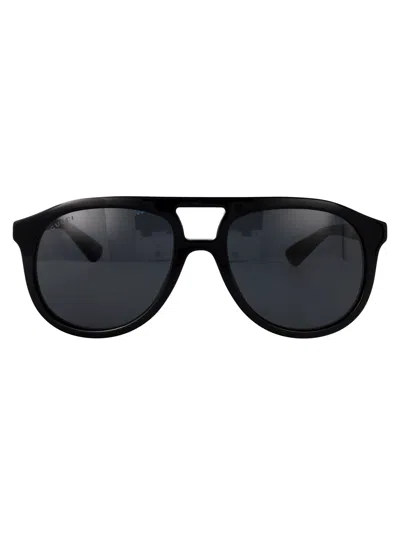 Gucci Black Black Grey Acetate Sunglasses In Blue