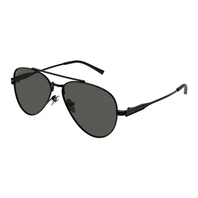Gucci Black-black-grey Metal Sunglasses