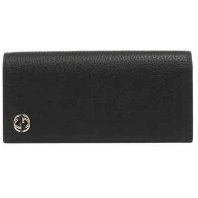 Pre-owned Gucci Black Blue Leather Long Wallet (bi-fold) () In Black, Blue