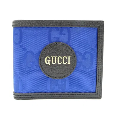 Pre-owned Gucci Black Blue Nylon Leather Wallet (bi-fold) () In Multi