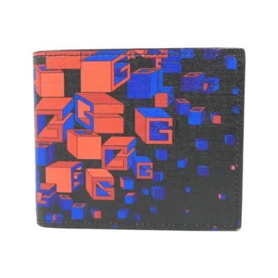 Pre-owned Gucci Black Blue Red Color Coated Canvas Wallet (bi-fold) ()