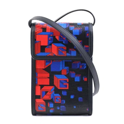 Pre-owned Gucci Black Blue Red Color Pvc Leather Pochette Shoulder Bag () In Black, Blue, Red Color