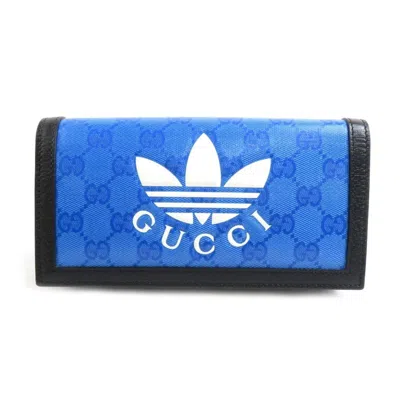 Pre-owned Gucci Black Blue White Leather Chain/shoulder Wallet () In Multi