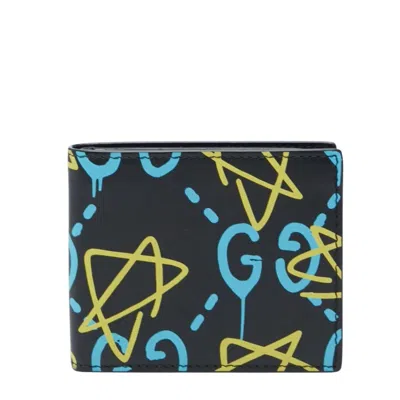 Pre-owned Gucci Black Blue Yellow Pvc Leather Wallet (bi-fold) ()