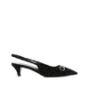 Gucci Women Black Gg Velvet Horsebit Slingback Pumps In Multi