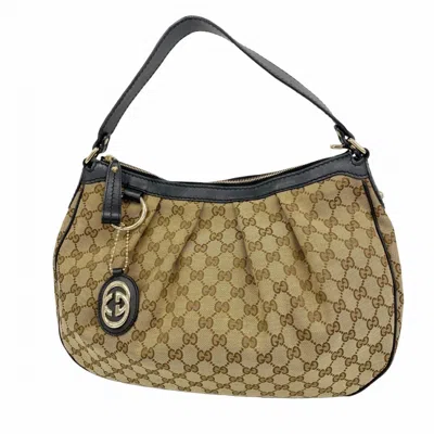 Pre-owned Gucci Black Brown Canvas Shoulder Bag () In Multi