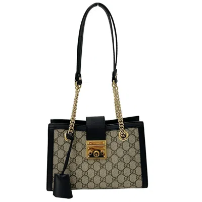 Pre-owned Gucci Black Brown Gg Supreme Shoulder Bag ()