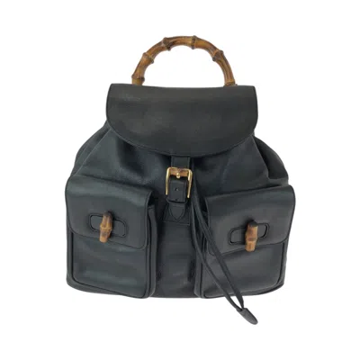 Pre-owned Gucci Black Brown Leather Backpack ()