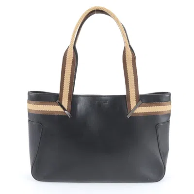 Pre-owned Gucci Black Brown Leather Handbag Tote Bag () In Multi