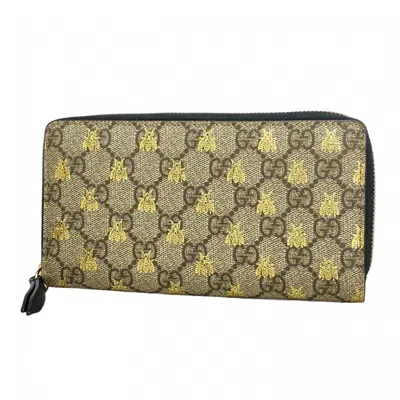 Pre-owned Gucci Black Brown Pvc Long Wallet (bi-fold) () In Multi