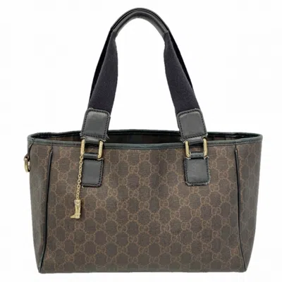 Pre-owned Gucci Black Brown Pvc Tote Bag () In Multi