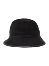 Gucci Black Bucket Hat With Leather Trimmings In Gg Jumbo Canvas Man In Multicolor
