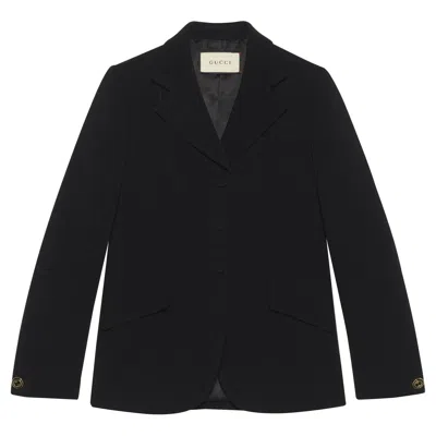 Pre-owned Gucci Black Cady Viscose Tailored Blazer Jacket S