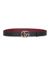 Gucci Women Black Calf Leather Gg Marmont Belt In Black