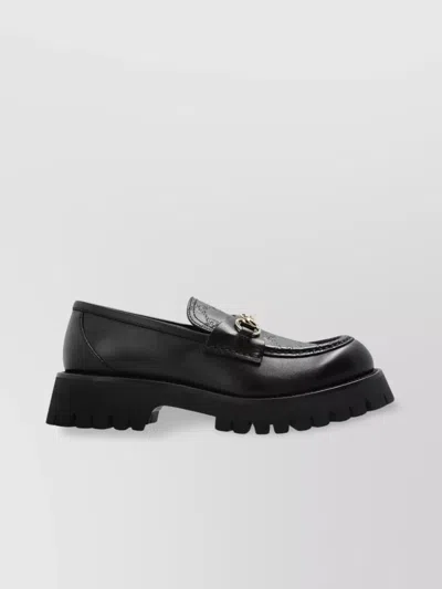 GUCCI BLACK CALF LEATHER LOAFERS CLAMP