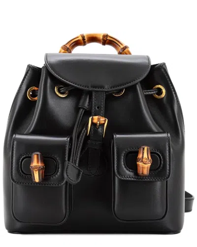 Gucci Black Calfskin Bamboo Backpack (authentic Pre-loved)