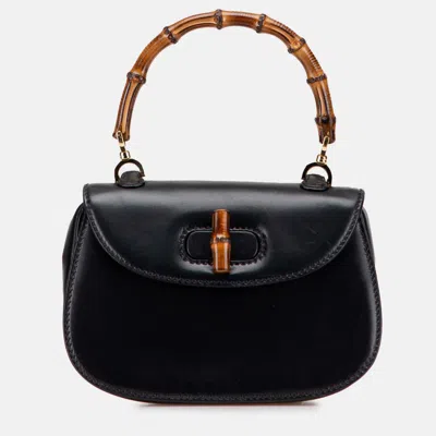 Pre-owned Gucci Black Calfskin Bamboo Night